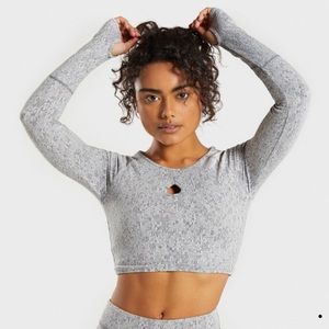 Fleur Texture Long Sleeve Crop Top